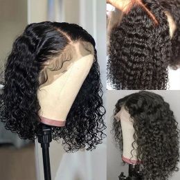 Luvin Brazilian 13x4 Deep Wave Lace Front Bob Wigs Pre Plucked Human Hair Wigs Remy Curly Short T Part Lace Wig For Women
