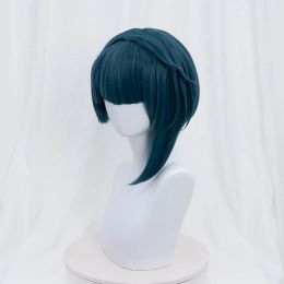 L-email wig Synthetic Hair Xingqiu Cosplay Wig Game Genshin Impact Short Blue Men Cospaly Wigs with Bangs Heat Resistant Wig