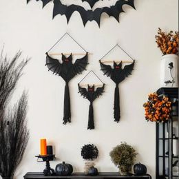 Tapestries Handmade Weaving Bat Tapestry Halloween Christmas Room Decoration Creative Wall Carpet Decor Hanging Macrome