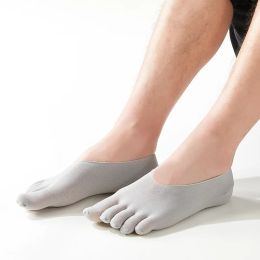 5 Pairs Mens Five Finger Silk Socks Invisible Summer Thin Breathable Stockings Japanese Plus Size Velvet Five Toe Low Cut Socks
