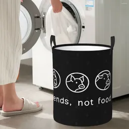 Laundry Bags Friends Not Food Circular Hamper Storage Basket Sturdy And Durable Great For Kitchens Of Clothes