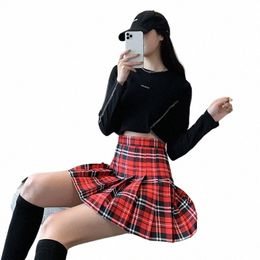 japanese School Dres Plaid Pleated Skirt Student Cosplay Anime Mini Grid Skirt JK Uniforms Sailor Suit Short Skirts For Girls f3vs#