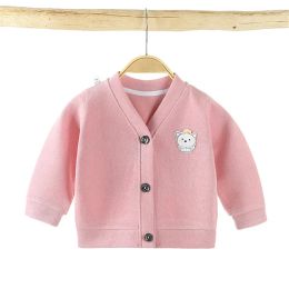 Зима/осенние девочки мальчики мальчики кардиган топы свитера сплошной детская одежда новорожденных детские детские бейсбольные куртки верхняя одежда