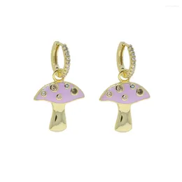 Dangle Earrings Purple Mushroom Shape Pendant Cute Sweet Fresh Handmade Drop For Women Girls Jewellery Accessories Gift