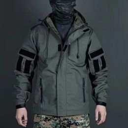 Jackets de carga impermeabilizados militares homens homens outono de vários bolsos de uso de roupas de desgaste de casacos com capuz do exército ao ar livre