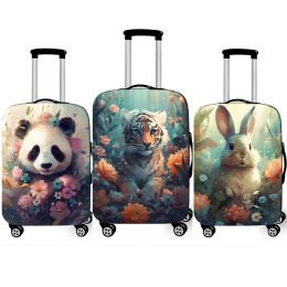 Cute Animal Tiger Rabbit Panda Pattern Luggage Cover for Travel Watercolour Suitcase Protective Cover Elastic Trolley Case Cover