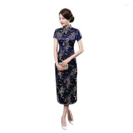 Ethnic Clothing Traditional Chinese Women Long Cheongsam Bridesmaid Short Sleeve Evening Dress Elegant Qipao Drop Delivery Apparel Dhjfm