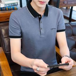 Men's Polos Fashion Loose Button Spliced Letter Polo Shirts Men Clothing 2024 Summer Oversized Casual Pullovers Tops All-match Tee Shirt