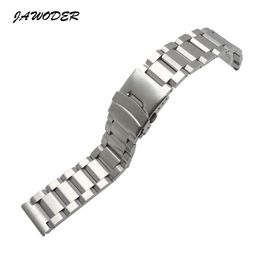 JAWODER Watch band 18 20 22 24mm Men Pure Solid Stainless Steel Brushed Watch Strap Deployment Buckle Bracelets276D