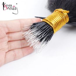 Yaki Straight F Tips Microlink Human Hair Extensions Bundles Nano Rings Hair Plastic Fearther F Tips I Tip Hair For Black Women