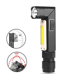 Powerful LED XPG+COB Flashlight 90 Degree Twist Rotary Clip USB Rechargeabl Super Bright Handfree Tactical Flashlight Outdoor