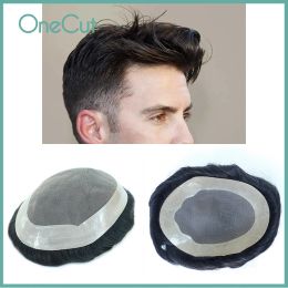 Toupees Male Hair Men Toupee Durable Fine Mono NPU Base Indian Remy Hair Replacement System Men's Prosthesis Hairpieces Natural Hairline
