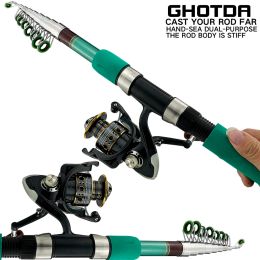 Combo Bass Pike Carp Fishing Rod Combo Catfish Rod 1.83.6M Telescopic Fishing Rod and Spinning Fishing Reel Fishing Set Rod+Reel