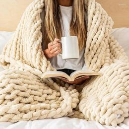 Blankets SAMIAH LUXE Beige White Chunky Cable Knit Blanket Throw 50x60 For Boho Decor