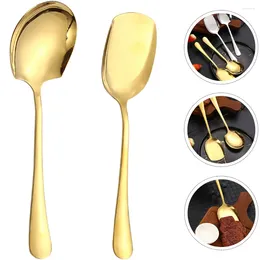 Spoons 2 Pcs Male Spoon Stainless Steel Rice Flatware Metal Long Handle Restaurant Serving Utensils Soup Household Kitchen