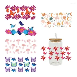 Window Stickers 3D UV DTF Transfers Sticker 16oz Cup Wraps Plant Flower Butterfly Printed For DIY Glass Ceramic Metal Leather Etc. D5107