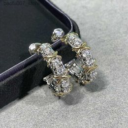 Charm High end 925 sterling silver surround cross earrings for womens fashion temperature luxury brand Jewellery party giftsQ240330