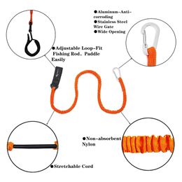 1PC Elastic Kayak Paddle Leash Adjustable With Safety Hook Fishing Rod Pole Coiled Lanyard Safety Cord Tie Rope Boat Accessories