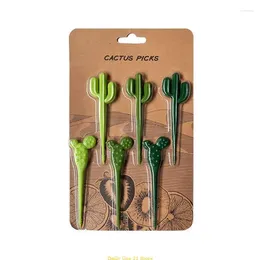 Disposable Flatware Dessert Forks Toothpicks Foods Picks Cactus Shaped Plastic Material For Party