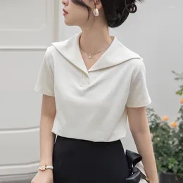 Women's Blouses Women Elegant Chiffon Shirts Fashion White V Neck Casual Loose Short Sleeve Office Lady Tops Female Blusas