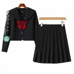 black Orthodox College Style Japanese Korean Student School Uniform JK Uniform Girl Anime Cosplay Sailor Suit Class Top Skirts F3Pi#