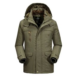 男性がフリースジャケットを厚くする男性ストリートウェアウィンドブレイカーパーカー冬のジャケットコート取り外し可能なパーカー綿パドマン服