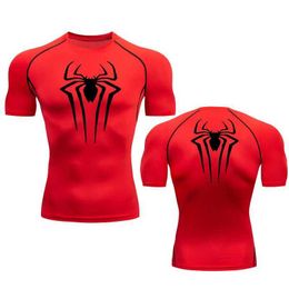 Men's T-Shirts Running T-shirt mens short sleeved compression shirt summer quick drying top black bodybuilding muscle shirt breathable gym J240330