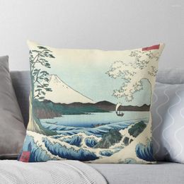 Pillow Utagawa Hiroshige - Seascape In Satta 1858 Throw S For Sofa Autumn Pillowcase Decor Plaid