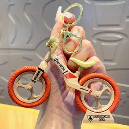 Keychains Lanyards 6color 3D acrylic bicycle keychain cute mini bicycle pendant creative keyring car simulation pavilion bag keyholder accessories gi J240330