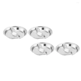 Dinnerware Sets 4 Pcs Stainless Steel Saucer Vinegar Dishes Multi-use Plates Seasoning Soy Round