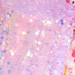 18mm Round Large Sequin Pink Mermaid Scale Dreamy Glitter Tablecloth Background Laser Iridescent Shiny Shoot Decor Cloth Party