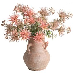 Vases Retro Stoare Vase Handmade Binaural Red Terracotta Pot Ceramic Dried Flower Arrangement Ware Living Room Decoration