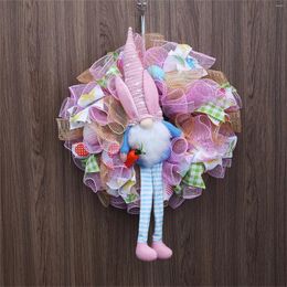 Decorative Flowers Gnome Fall Wreath Hanging Ribbon Easter Front Door Decorations Spring