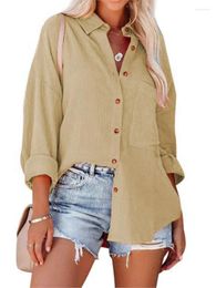 Women's Blouses Fashion Simple Style Solid Colour Shirts Spring Summer Long Sleeve Single-breasted Casual Loose Ladies Streetwear