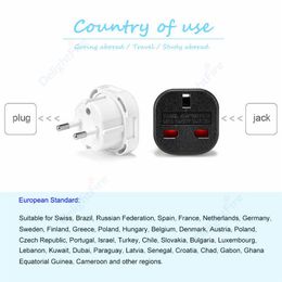 USA US CN To EU Travel Adapter AC Converter 2.5/6/16A Wall Charger EU Plug Electrical Sockets For Sony PS Power Adapter Cable