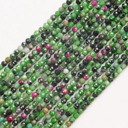 Loose Gemstones Natural Stone Beads 2 3 4mm Faceted Ruby Fuchsite Gemstone Spacer For Jewelry Making DIY Bracelet 15'' Inch