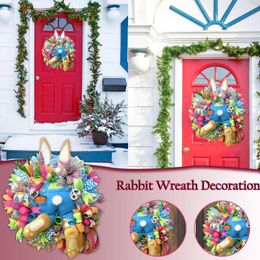 Decorative Flowers Easter Wreath Spring Decoration Front Door Wall Window Decor Heart Shaped Foam