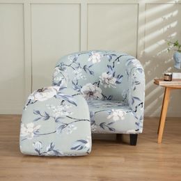 Chair Covers Spandex Tub Cover Flower Print Club Armchair Slipcover Elastic Washable Seat Case Protector For Living Room Home Decor