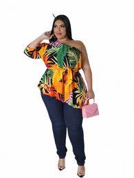 plus Size Women Tops and Blouses Summer One Shoulder Cute Tops Elegant Casual Large Size T-shirt Wholesale Dropship n7jL#