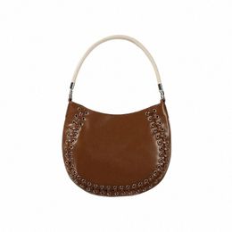 retro Women Saddle Tote Bag Textued Pu Leather Underarm Handle Bag Large Capacity Female Single Shoulder Pack Q0u3#