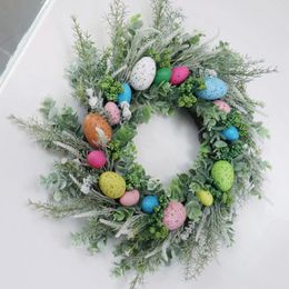 Decorative Flowers Easter Wreath Can Be Hung On Doors Walls Windows 50cm Beautiful And Creative Artificial Plant Spotted Egg Garland