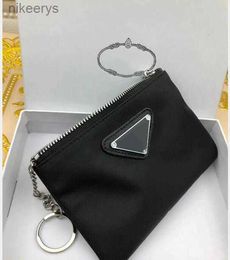 Luxury Designer Key Chain Nylon Canvas Pouch Men Women Mini Wallets Keychains Black Zip Pocket Purse Lover Card Holders Keyring Fashion Accessories + Boxes DJGN