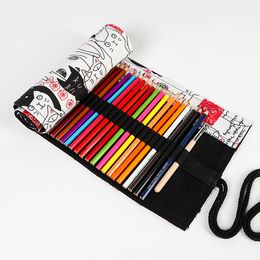 Pencil Case 12/24/36/48 Holes Roll Coloured Kawaii School Supplies Student Art Pencil Cases Students Cute Pen Bag Box Stationery