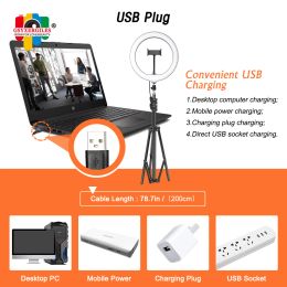 10inch/26cm LED Selfie Ring Light with Tripod Dimmable Ring Lamp Photography With Phone Holder for Makeup Video