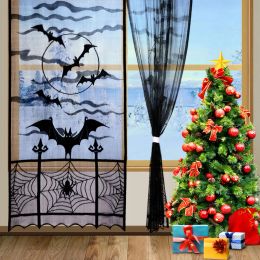 Our Warm Halloween Curtain Lace Bats Skull Spider Party Festival Finestra Drape Decorazione per la casa