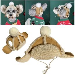 Dog Apparel Winter Hats Cute Warm Puppy Cap Comfortable Soft Adjustable Pet Decoration Chihuahua Brown Caps With Hair Boll