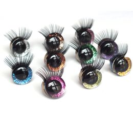 New 20pcs/lot 12-30mm Glitter Toy Eyes With Eyelash With Hard Washer For DIY Amigurumi Doll eyes toy accessories safe eyes