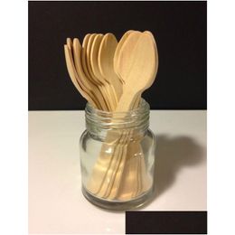 Forks Wooden Spoons 50 Small Disposable Utensils Ice Cream Mini Dessert Wood Sierware Wedding Drop Delivery Home Garden Kitchen, Dinin Dh68Y