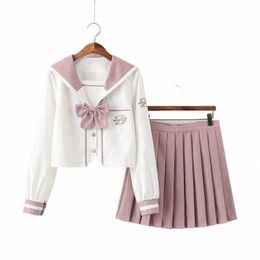 2021 Pink Japanese School Uniform Skirt Jk Class Uniforms Sailor Suit Lg/short Sets College Wind Suit Female Students Uniforms x8gR#