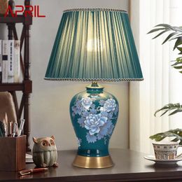 Table Lamps APRIL Modern Lamp LED Creative Touch Dimmable Blue Ceramics Desk Light For Home Living Room Bedroom Decor